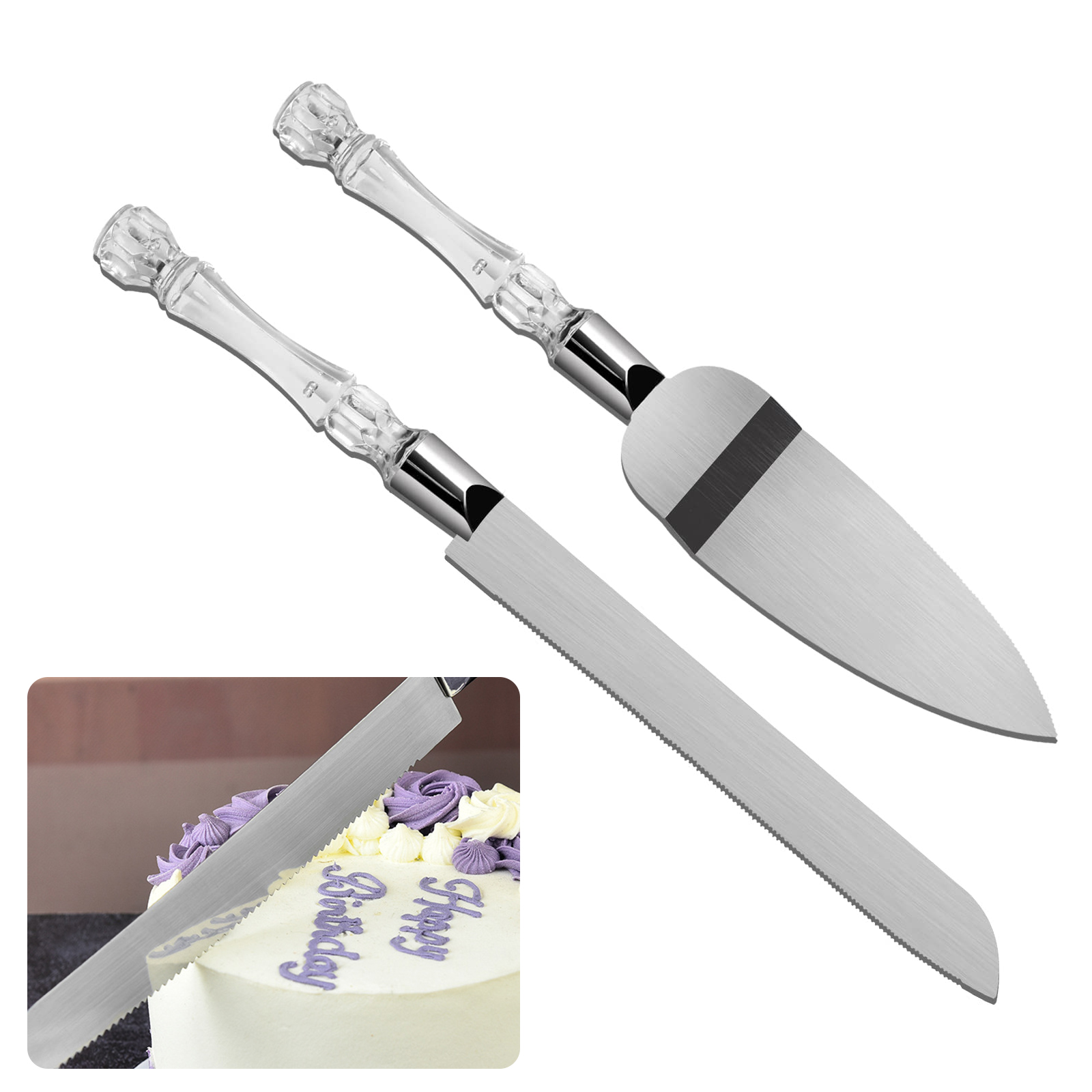 Offset Spatula Set - Kuchenmesser- und Serverset, Kristallgriffe, Kuchenschneider mit