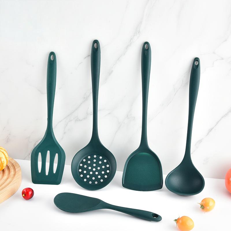 Offset Spatula Set - 5-teiliges Küchenutensilien-Set aus lebensmittelechtem Silikon, hitzebeständig,
