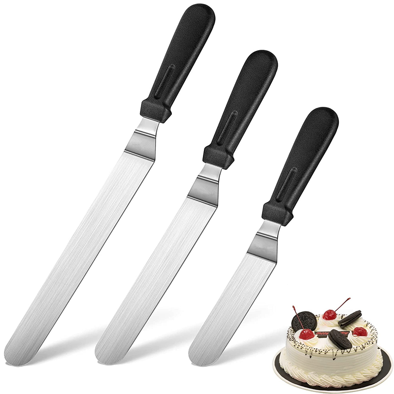 Offset Spatula Set - LMETJMA Kuchen-Offset-Spatel, Edelstahl-Glasurspatel mit PP-Kunststoffgriff, Kuchendekoration,