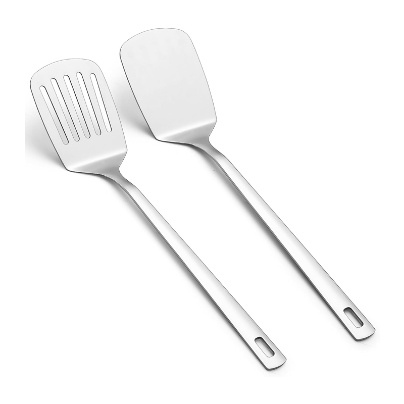Offset Spatula Set - 2-teiliges Edelstahl-Spatel-Set, antihaftbeschichtete Spatel für Fische,