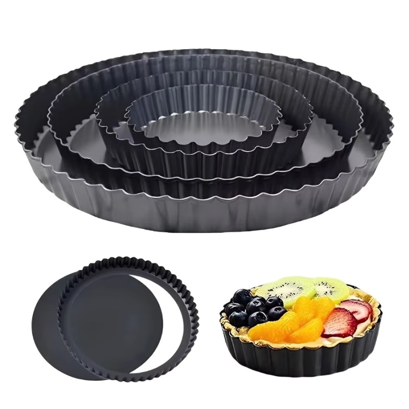 Kitchen Bakery - 1 Stück Abnehmbare Geriffelte Tarteform Antihaft-Kohlenstoffstahl